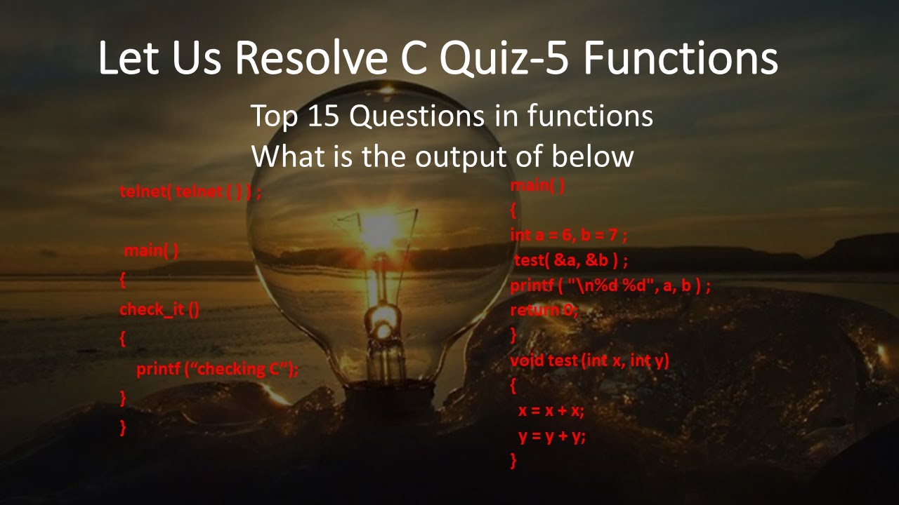 C Quiz-5 Functions|C Interview Questions And Answers|Mock Test|C ...