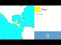 History of maya  on a map