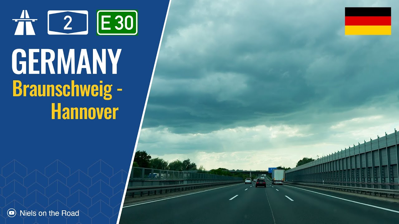 Driving in Germany: Autobahn A2 E30 from Braunschweig to Hannover