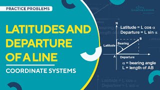 Civil FE Exam – Find the Signs of the Latitude and Departure of a Survey Line