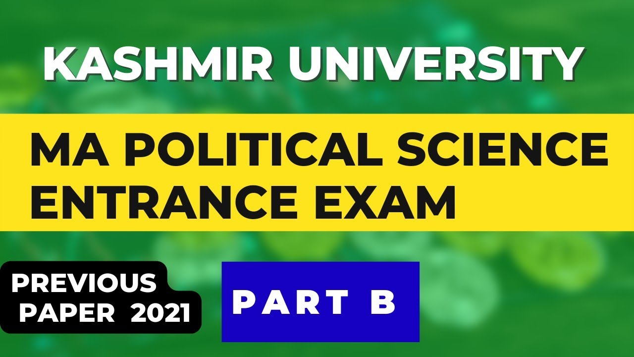 MA Political Science Entrance Paper 2021 Kashmir University - YouTube