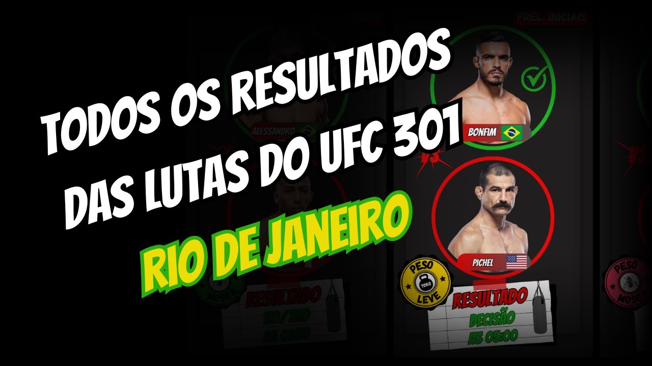 TODOS OS RESULTADOS DAS LUTAS UFC 301 - RIO DE JANEIRO - YouTube