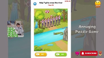 Annoying Puzzle Game - Level 18 - Help 7 girls cross the river - Gameplay Solution