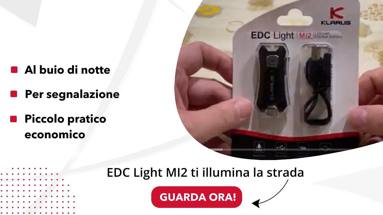 KLARUS EDC Mi2 Torcia Portachiavi Ricaricabile USB: 40 Lumen, 2 Livelli, Leggera, Nera