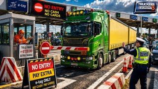 Пункт оплаты проезда заблокирован 🚛 застрял грузовик с двумя прицепами 😱 | 💸 Дополнительная плата... screenshot 3
