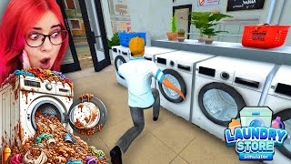 Pracuję w BRUDNEJ PRALNI 🧺💩 Laundry Store Simulator #1 screenshot 3