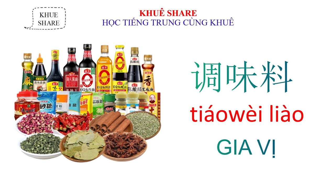 TIẾNG TRUNG SƠ CẤP - TỪ VỰNG THEO CHỦ ĐỀ - GIA VỊ NẤU ĂN
