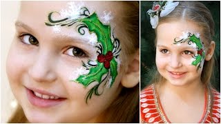 face christmas painting easy holly paint makeup designs fast tutorial eye winter beginners tutorials stroke patterns