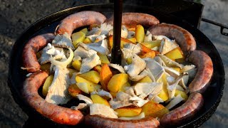 Жареная картошка. Как пожарить картошку.Картошка с грибами и колбасками. Жареная картошка. Как пожарить картошку.Картошка с грибами и колбасками.