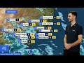 National Weather Forecast: Rain in the east, dry in the west.