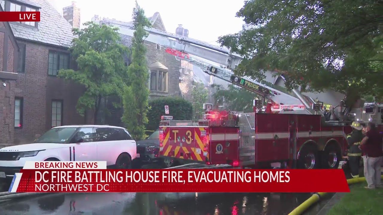 Firefighters battle house fire on Kalorama Road in DC - YouTube