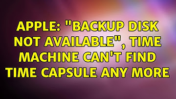 Apple: "Backup Disk Not Available", Time Machine can