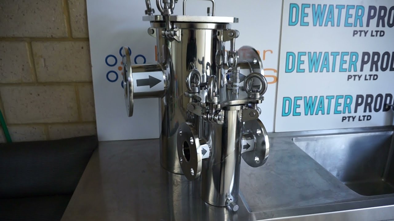 DN50 (2") and DN100 (4") Simplex Basket Strainers in 316 Stainless Steel ~ Dewater Products Pty Ltd