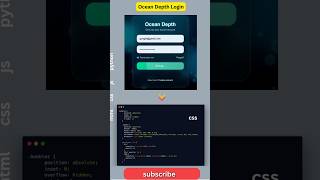 Ocean Depth Login UI with Success Popup 😮🌊 #shorts #html #css #javascript #uiux