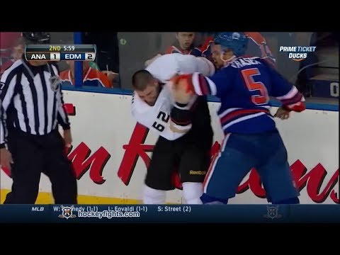 Patrick Maroon vs Mark Fraser Apr 6, 2014
