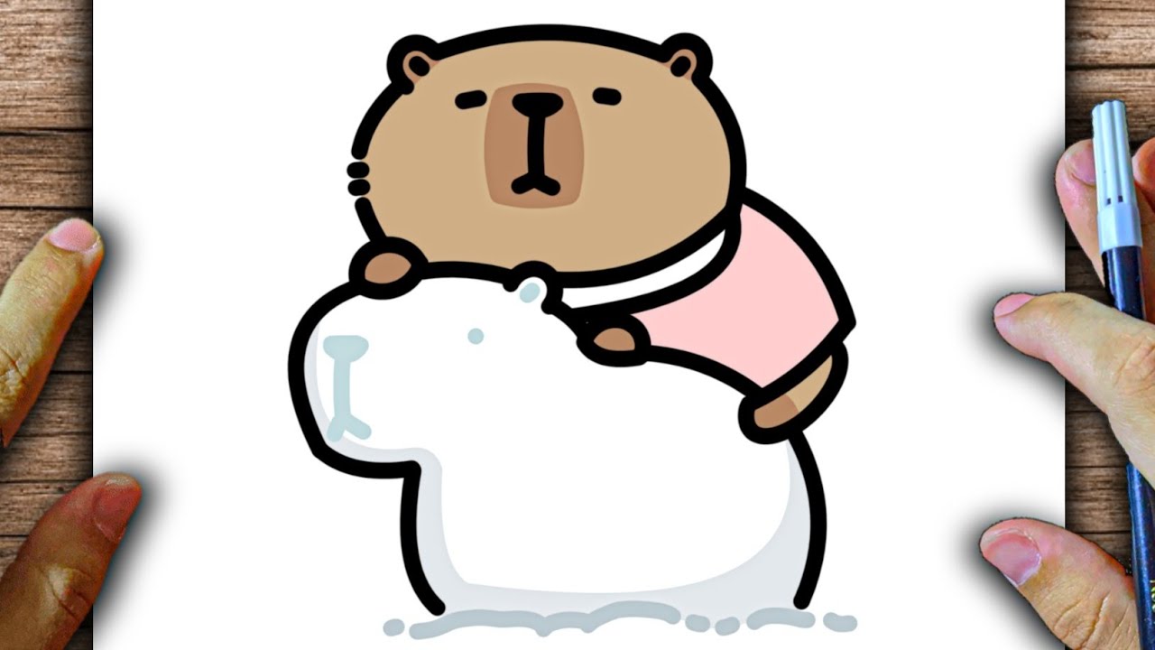 КАК НАРИСОВАТЬ КАПИБАРУ НА СНЕГУ