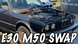 E30 PROJECT (EPISODE 7)- M50 SWAP IS DONE