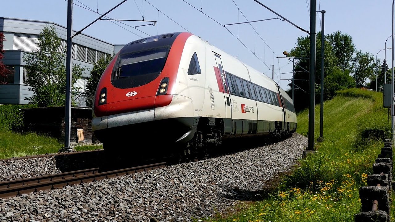 Fast Trains At Sitterviadukt St. Gallen Switzerland