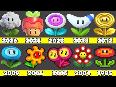 Evolution of All the Flowers Game Graphics in Nintendo Games & Mario Movies (1985-2026)