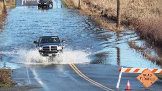 Never Drive On A Path Blocked By Water Filled Road
