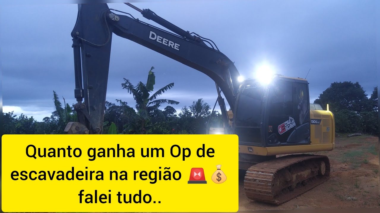 Escavadeira rebaixando plator e comentando sobre salário de operador de ...