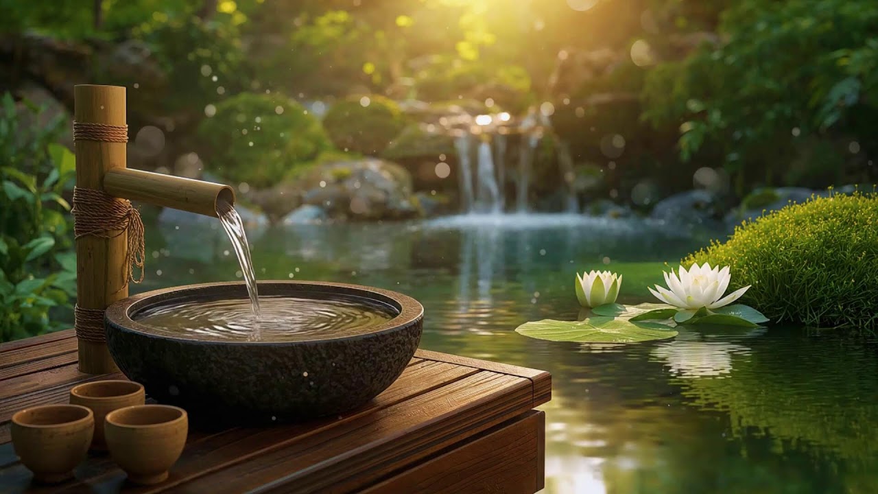 Peaceful Music to Relieve Stress & Anxiety Healing Piano + Bamboo Water, Deep Sleep