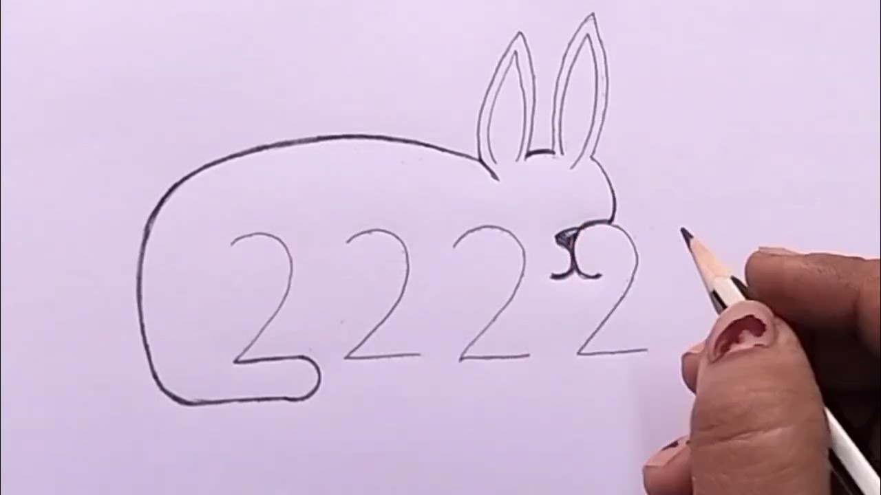 How to draw rabbit from 2222 number | easy and beautiful rabbit drawing | rabbit drawing | drawing