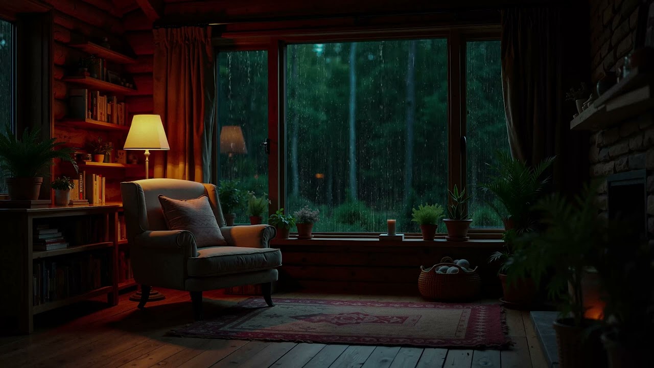Quiet Forest Cabin Room in the Rain 🌲🌧 | Relaxing Rain Ambience for Study and Focus