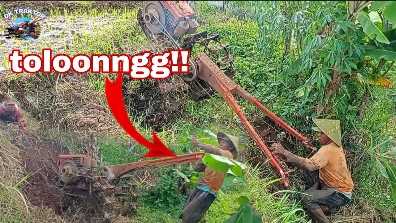 Traktor gagal naik tebing joki dan kenek ke pontang panting || traktor tractor