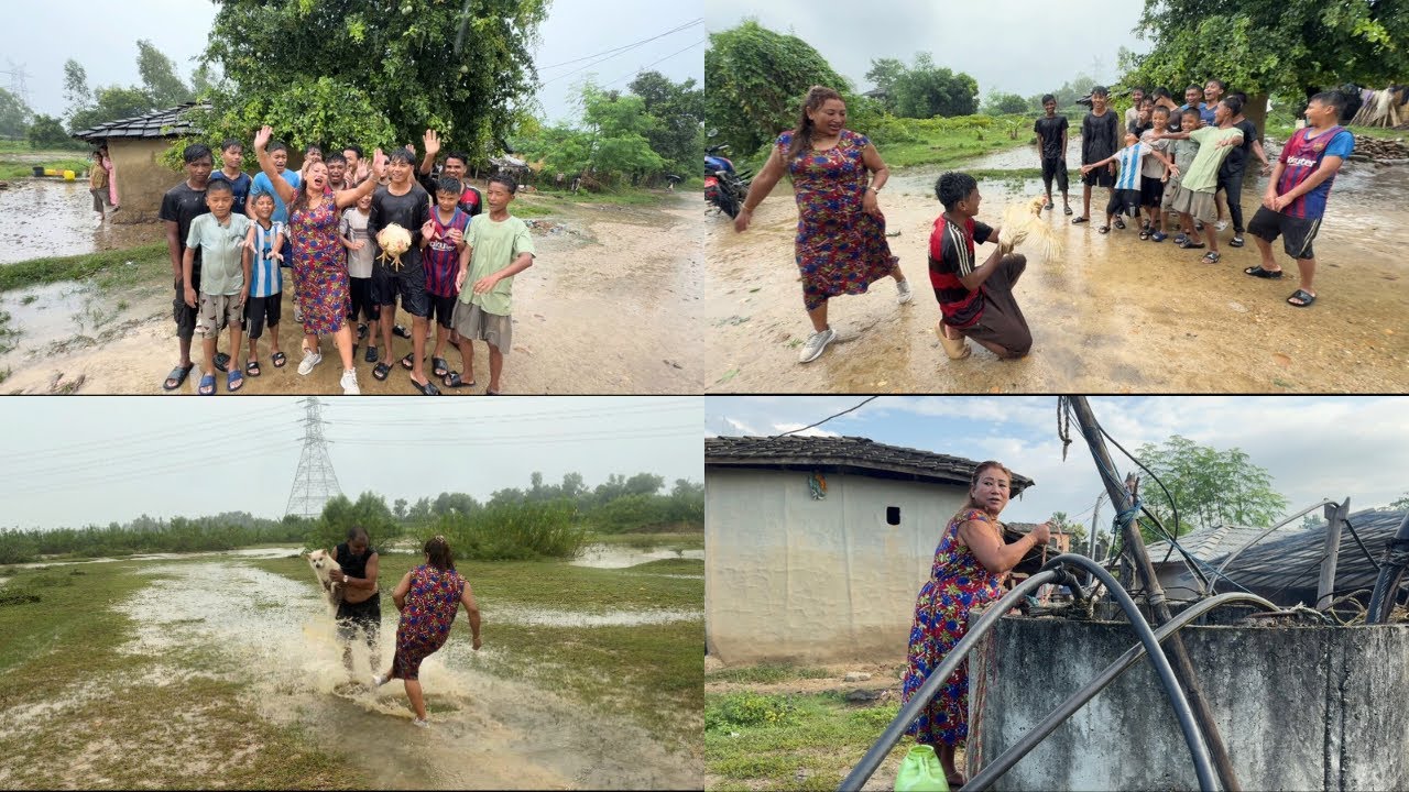 Maiti gau ma football match organized gariyo sarai ramailo vyo jhari pare pani bachha haru khele