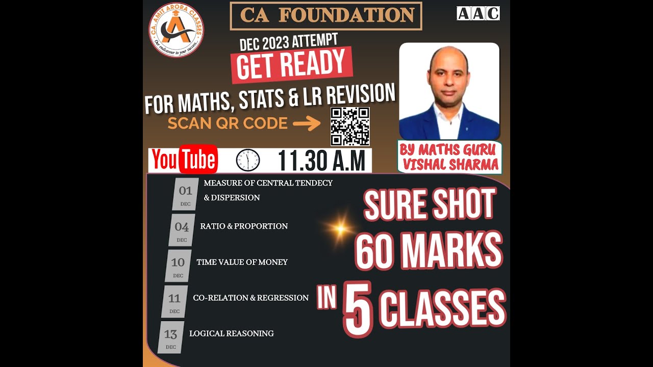 CA FOUNDATION MATHS , STATS & LR REVISION BY MATHS GURU VISHA SHARMA ...