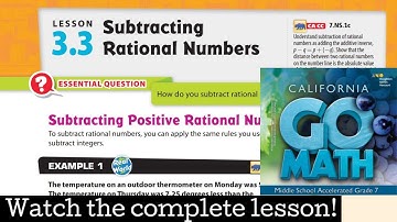 Lesson 3.3 Subtracting Rational Numbers