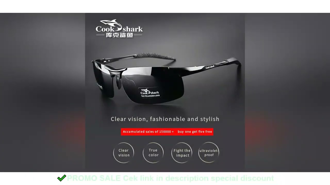 Cook Shark's new aluminum magnesium sunglasses men's sunglasses HD polarized driving drivers color g