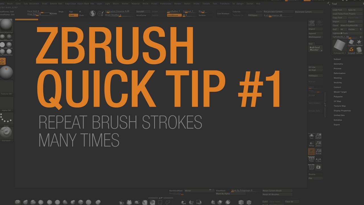 repeat brush stroke zbrush