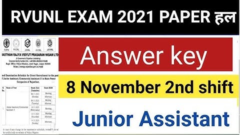 Rvunl Junior Assistant Exam Full Review | Rvunl Exam Review | 8 November 2nd shift Answer key
