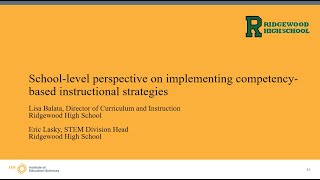 Part 2- School level perspective on implementing competency based instructional strategies