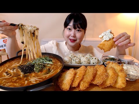 직접만든 바삭바삭 생선까스 땡초마요소스 맵짤이 주먹밥 얼큰한 땡초우동  셰프애찬 요리 먹방 Spicy <strong>Pepper</strong> Noodles Fish cutlets Kfood Mukbang