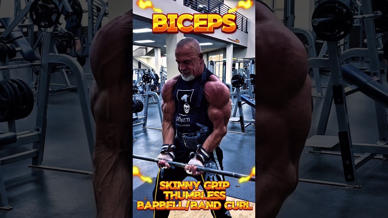 SKINNY GRIP THUMBLESS RESISTANCE BAND BARBELL CURL FOR BICEPS #workout #motivation #workouttips