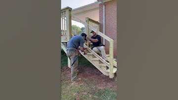 Time for some handrails on the steps! #construction #framing #carpentry #porch #viral