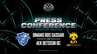 Banco di Sardegna Sassari v AEK BETSSON BC - Press Conference | BCL 2023