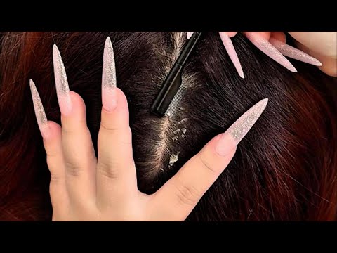 Latte Scalp Care ASMR | Gentle Metal Comb & Long Nails (No Talking)