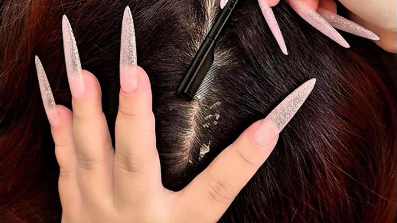 Latte Scalp Care ASMR | Gentle Metal Comb & Long Nails (No Talking)