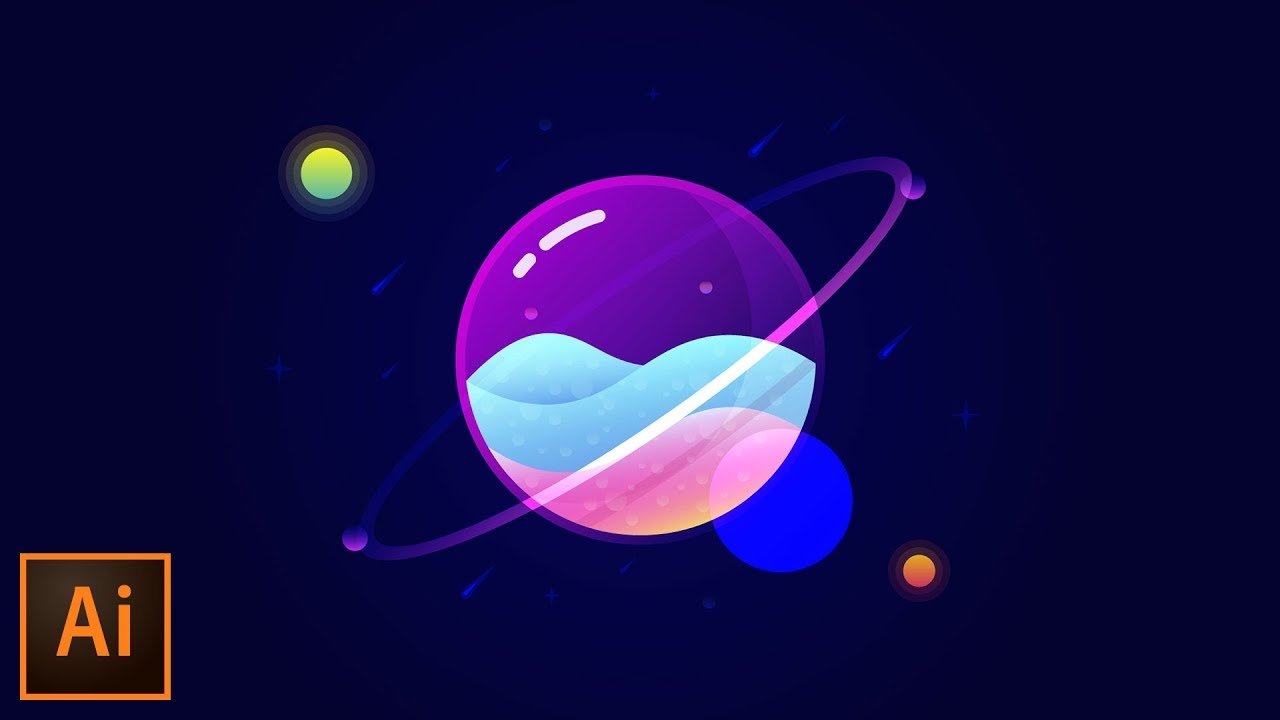 datos Soviético cálmese Glass Planet Vector Illustration – Adobe Illustrator Tutorial - YouTube