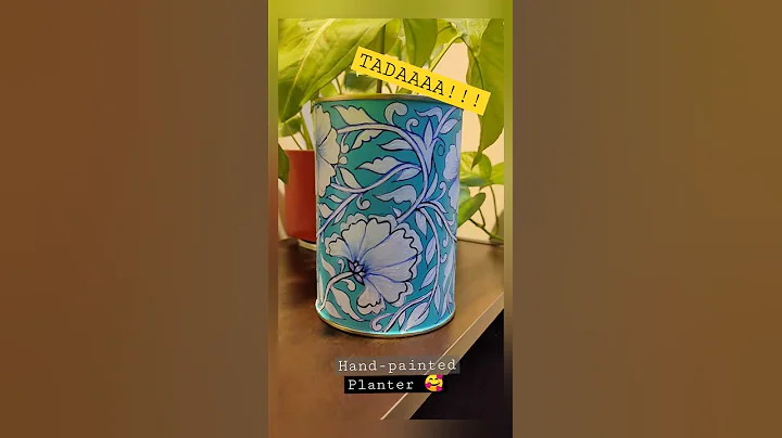 #DIY HAND-PAINTED PLANTER || HOME DECOR ||FROM TRASH TO TREASURE #RECYCLE CANS #shorts #handpainted