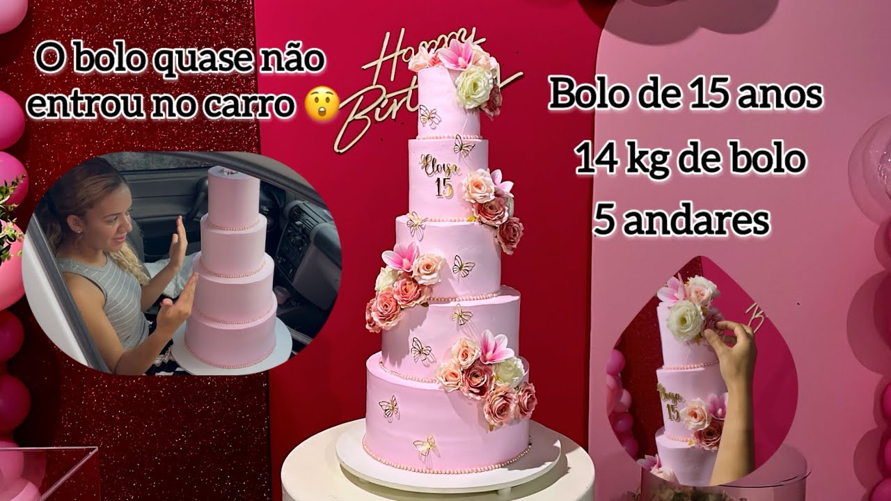 O bolo quase não entrou no carro 😲 festa de 15 anos 🌸