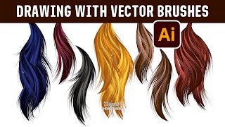 How to Draw Hair with Vector Brushes - Adobe Illustrator Digital Painting