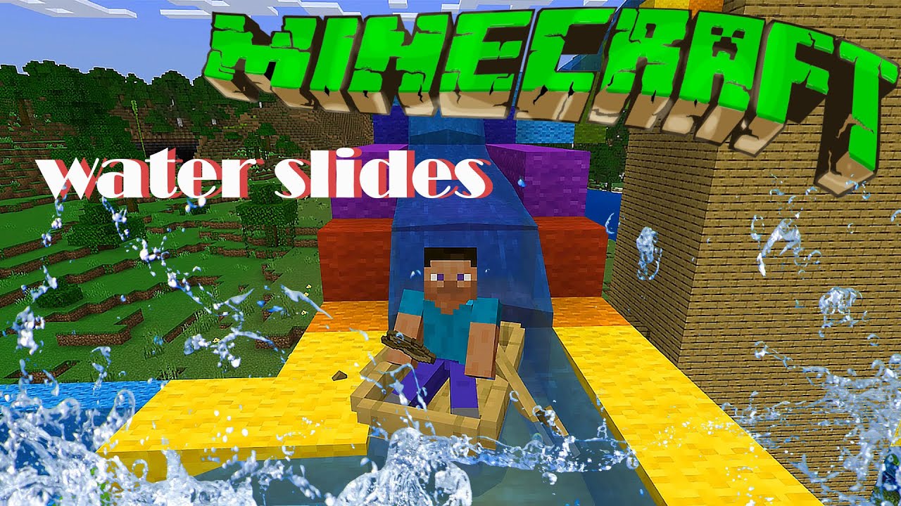 Water slides in Minecraft!!! Building colorful slides in Minecraft ...