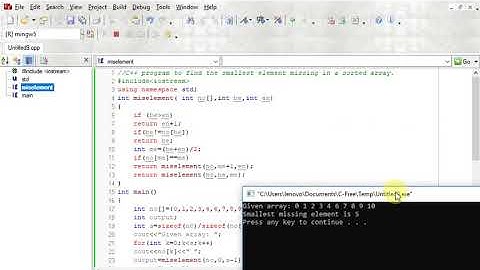 C++ program to find the smallest element missing in a sorted array.