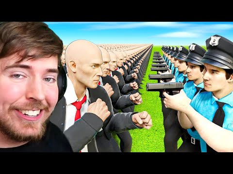 100 Assassins vs 10 Real Cops! | MrBeast Highlights videos