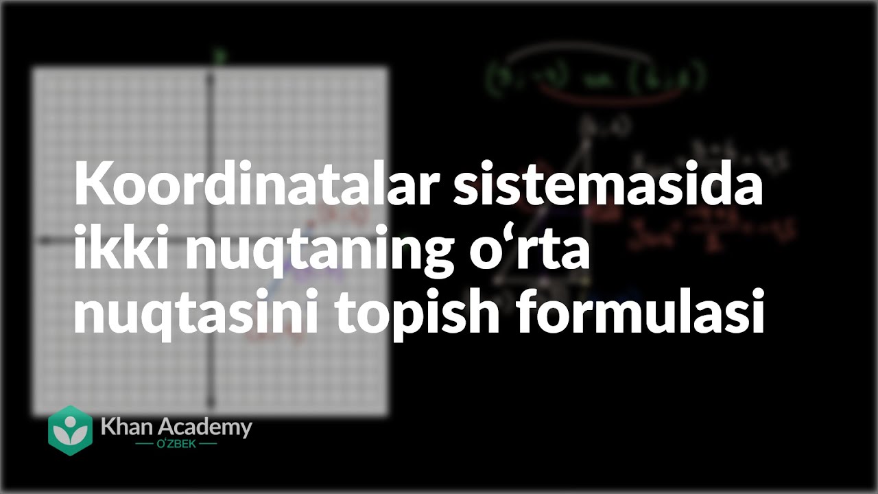 Koordinatalar sistemasida ikki nuqtaning o‘rta nuqtasini topish formulasi | Geometriya